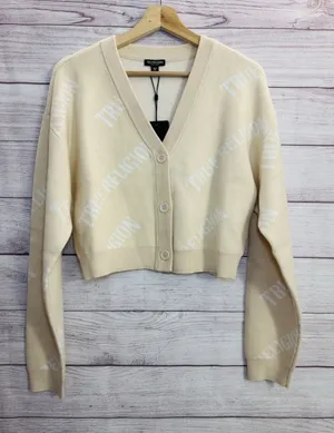 NEW! True Religion AOP Cropped Soft Cardigan Sweater Women's M thumbnail 1