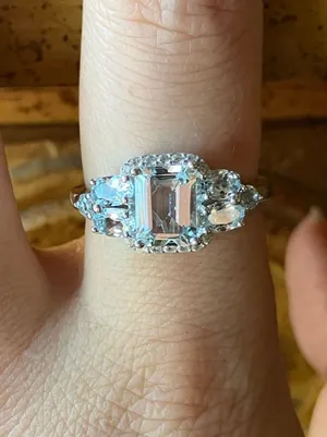 Natural Aquamarine Blue Topaz Sterling Silver Ring Size 9 thumbnail 1