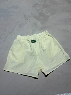 Daily drills Light Yellow Striped Women's cotton boxer Shorts M/L thumbnail 5
