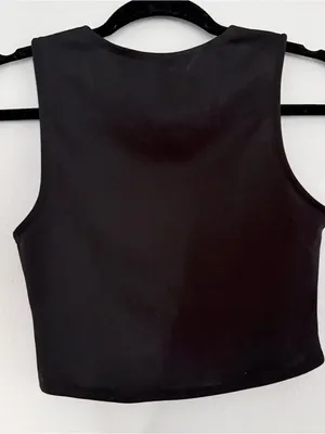 White Fox Boutique Black Ring-Detail Sleeveless Crop Top thumbnail 4