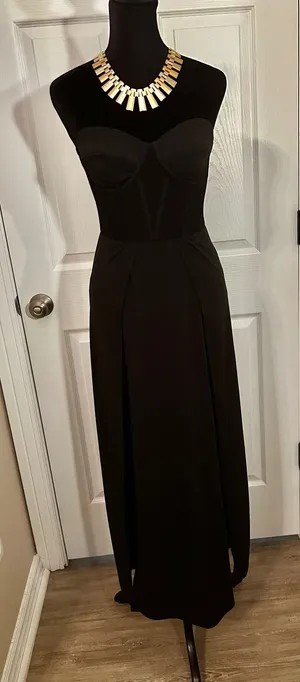 Sexy black maxi evening cocktail dress thumbnail 1