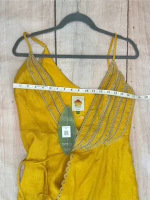 Farm Rio Yellow Bananas Euroflax™ Premium Linen Maxi Wrap Dress Woman’s Size Xs NWT thumbnail 7