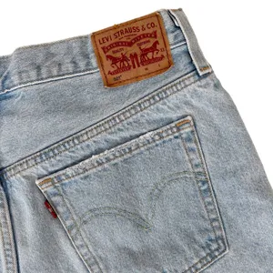 Levi's 501 Distressed Cut Off Jean Shorts Sz 31 thumbnail 4