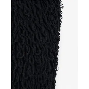 YA Los Angeles Black Shaggy Open Knit Sweater Tunic Top/Dress Boho Festival Goth Grunge Sz L thumbnail 3