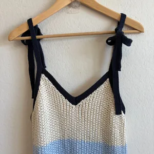 NWOT ZARA Striped Blue Ombre Crochet Chunky Knit Midi Dress Womens Small thumbnail 6