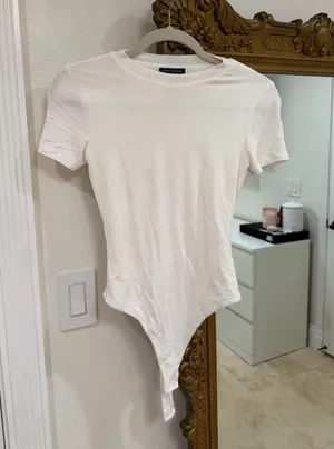 Naked Wardrobe White Bodysuit short sleeve  thumbnail 1