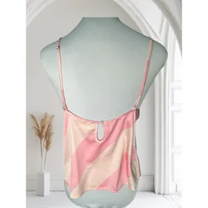 Victoria’s Secret Sz M Pink Stripe Camisole Satin Cropped thumbnail 3