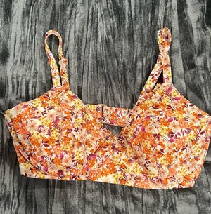 Floral Print Swim Top Adjustable Straps by Shade Shore Size 36DD thumbnail 1