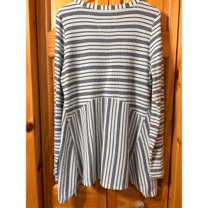 Anthropologie Maeve Eliza Striped Long Sleeve Peplum Henley Top Large L thumbnail 2