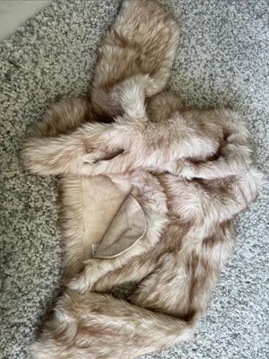 Girls Plush Faux Fur Teddy Jacket in Blush thumbnail 5