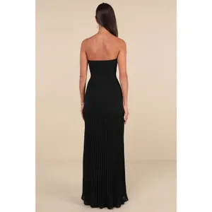 Lulus Celebratory Aesthetic Black Pleated Strapless Dress Gala Homecoming Medium thumbnail 3