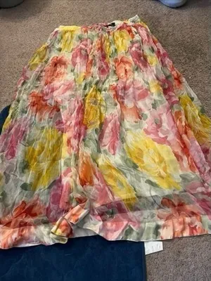 Phool Floral Chiffon Maxi Skirt - Yellow & Pink‎ thumbnail 1