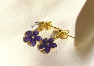 LAST ONE - Handmade Purple Flower Earrings thumbnail 1