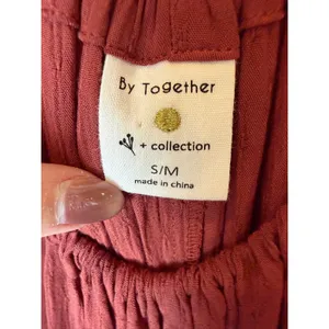 By Together Jumpsuit Women Small Rust Red Wide Asymmetric Leg Flowy Boho Cottage thumbnail 8