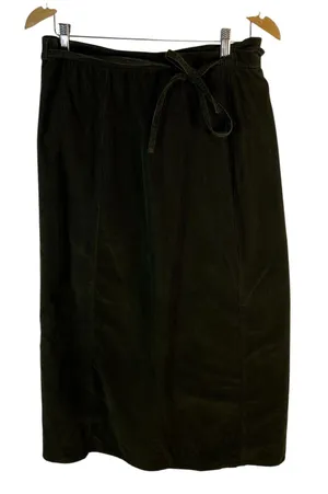 Vintage Orvis Olive Green Corduroy Wrap Midi Skirt Womens 14 Cotton Made‎ in USA thumbnail 1