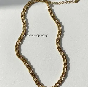 18k Gold Plated Chunky Figaro Necklace It thumbnail 2