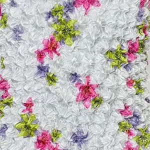 Vintage Y2K White & Pink Floral Scrunched Blouse thumbnail 2