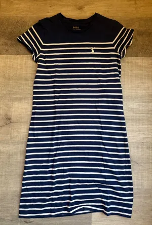 Polo Ralph Lauren Women's XS Navy Blue Striped T-Shirt Dress thumbnail 1