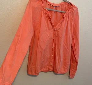 LOFT 100% cotton blouse with ruffle neckline thumbnail 2