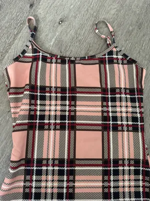 SHEIN Pink Plaid Cami Bodycon Mini Dress Size Small thumbnail 2