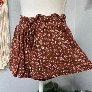 Aeropostale Brown Ditzy Floral Shorts Flowy Elastic Drawstrings Pockets thumbnail 3