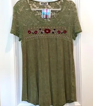 Embroidery and lace front swing tunic thumbnail 1