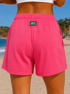 Daily Drills French Terry Sweat Shorts Hot Shot Pink XS/S thumbnail 2