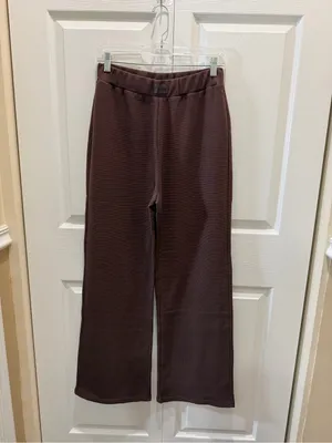 Comfrt Waffle Knit Wide-Leg Lounge Pants - Cocoa Large thumbnail 4