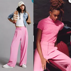 Anthropologie Exquise Garofano Wide Leg Pants Pink Size MP thumbnail 2