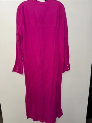 ZARA Fuchsia Pink Linen Blend Tunic Dress Size S thumbnail 8