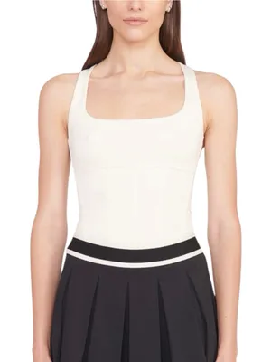 NWT Staud Carry Top Ivory Square Neck Sleeveless Athletic Tank Top MEDIUM thumbnail 1