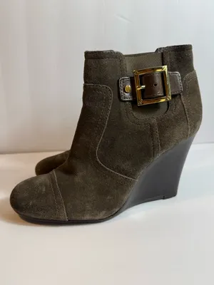 Tory Burch Adrienne Suede Wedge Ankle Booties‎ Taupe Brown Size 7M thumbnail 2