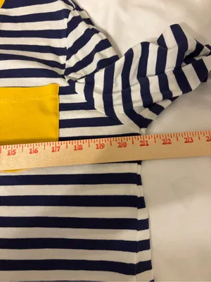 ASOS Navy White Striped Long Sleeve Top US 12 Yellow Pocket Nautical thumbnail 4