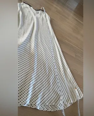 Natori Retro Polka Dot Midi Slip Dress White Black Mesh thumbnail 4