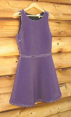Joie Womens Purple Fit & Flare Perforated Scuba Mini Dress thumbnail 1