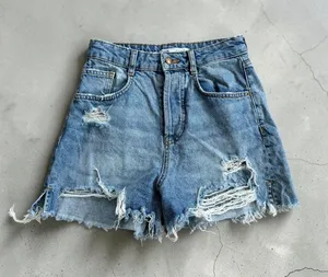 ZARA Cutoff Distressed Denim Shorts Size 2 thumbnail 1