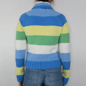 Vintage 90s Energie Striped Chenille Turtleneck Sweater thumbnail 2