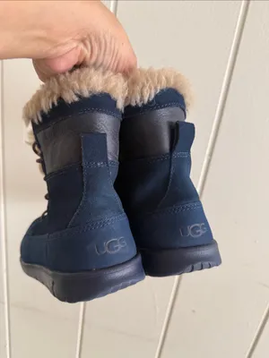 UGG Cecile Navy Blue Leather Sheepskin Duck Boots 1014361K Size 5 thumbnail 12