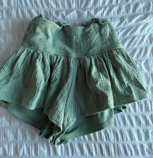 green altard state ruffle shorts thumbnail 1