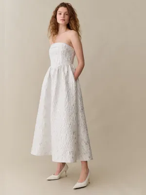 NWT Few Moda Sena Dress size 10 silver celestial brocade strapless midi o.p.t thumbnail 5