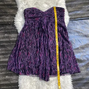 Y2k Express Purple Pink Black Zebra Strapless Mini Dress Animal Print Grunge Emo thumbnail 7