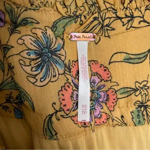 Free People Dress Cassis Midi Maxi Floral Lace Tiered Lined Boho Mustard Yellow thumbnail 14