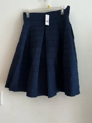New York & Company Navy Textured A-Line Midi Skirt Size M NWT thumbnail 5