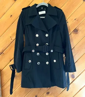 Calvin Klein Black Double Breasted Button Rain Jacket Trench Coat thumbnail 2