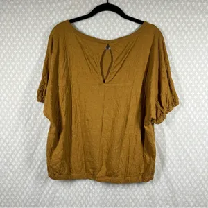 Anthropologie Daily Practice Brown Crinkle Short Sleeve‎ Top thumbnail 5