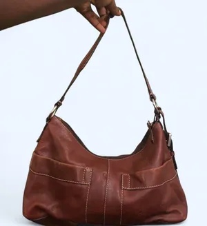 FOSSIL Vintage Y2K Brown leather baguette shoulder hobo hand bag purse boho satchel cargo pockets #grunge #whimsygoth #preppy #officesiren thumbnail 3