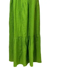 Dizzy Lizzy Green Seersucker Maxi Dress Womens XL Smocked Tiered Cotton Sundress thumbnail 6