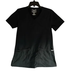 Women's Cherokee 4 pockets V-neck Stretchy short sleeve scrub top Black size Xs thumbnail 1
