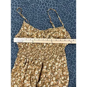 Old Navy Floral Cami Dress XS Brown Ditsy Print Smocked Midi Boho Cottagecore thumbnail 5
