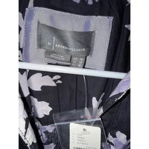 By Anthropologie Corset Mini Dress Black Motif Floral Button Front Size‎ 14 NEW thumbnail 7